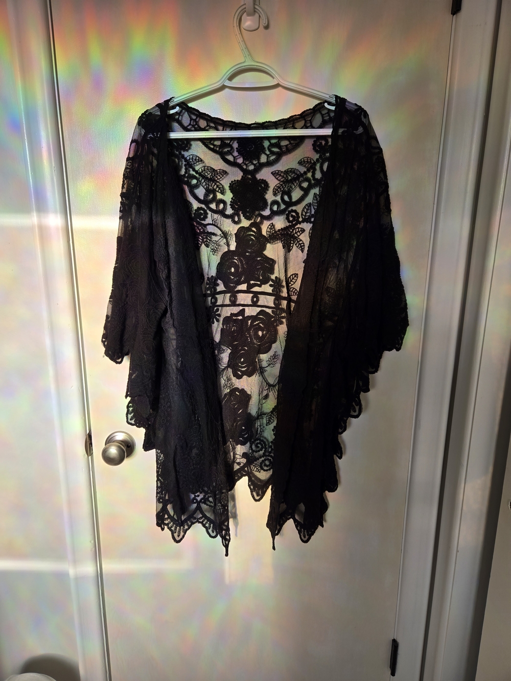 Black Lace Floral Sheer Kimono